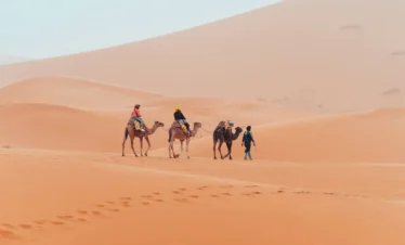 Tourists-on-a-Camel-Trek-Across-the-Sahara-Desert